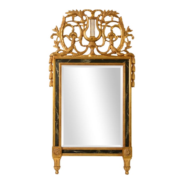 Italian Carved Wood Wall Mantel Gilt Mirror For Sale