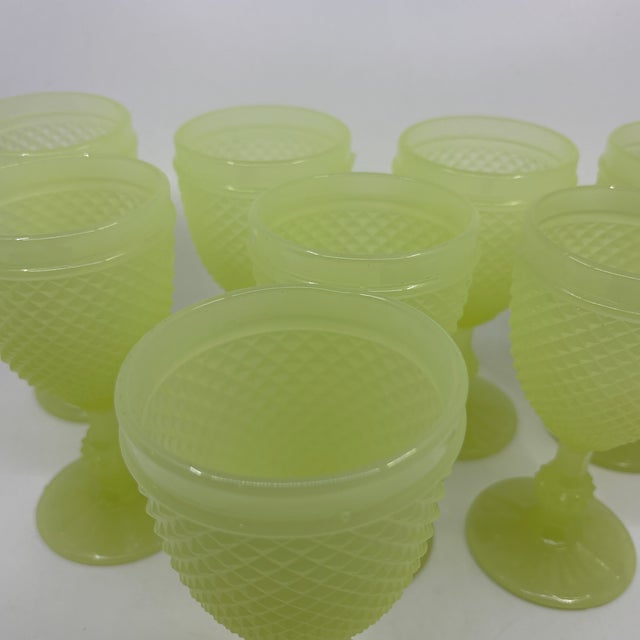 Neon Yellow Uranium Glass Hobnail Goblets - A Set of 6 For Sale - Image 11 of 12