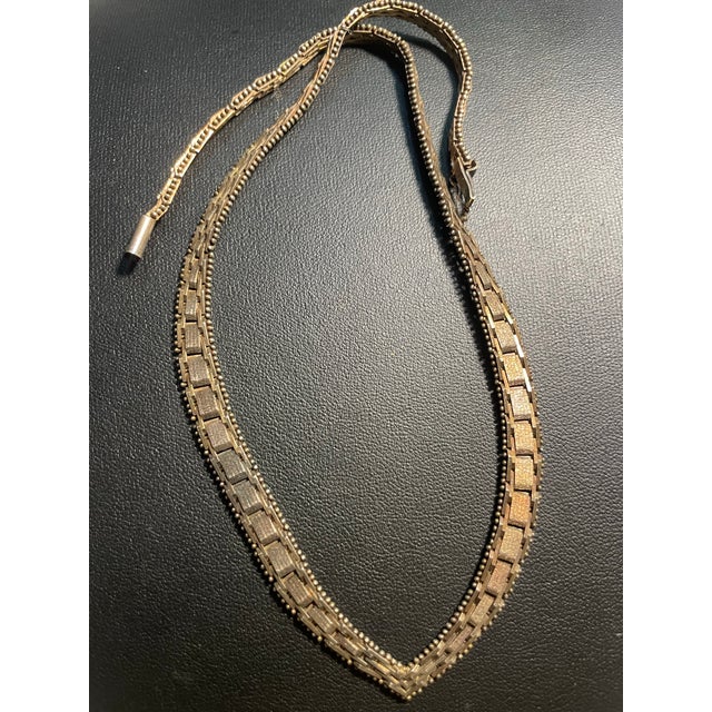 MCM Italian Sterling Silver Textured Chevron Chain Necklace For Sale In South Bend - Image 6 of 7