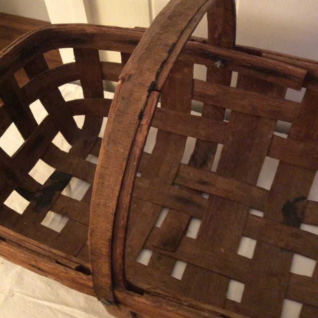 American Antique Split Oak Basket With Handle For Sale - Image 3 of 13