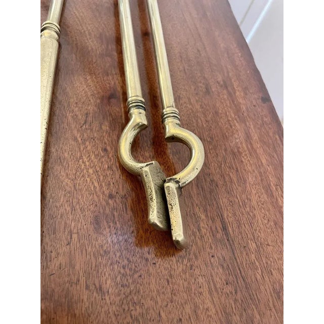 Antique George III Brass Fire Irons, 1820s, Set of 3 For Sale - Image 3 of 11