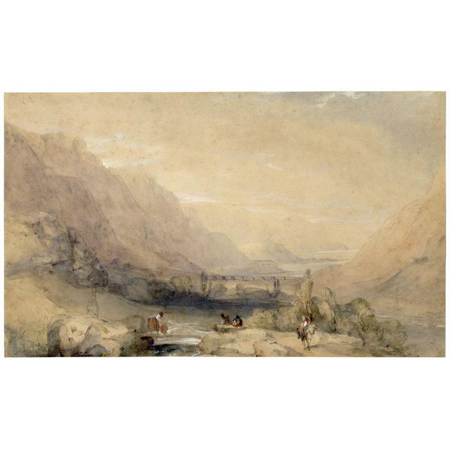 An original c.1840s watercolour painting, james baker pyne rba, vale of llanberis, north wales.a highly atmospheric view...