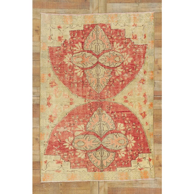 Mid 20th Century Rustic Vintage Turkish Oushak Rug, 04'07 X 06'08 For Sale - Image 9 of 10