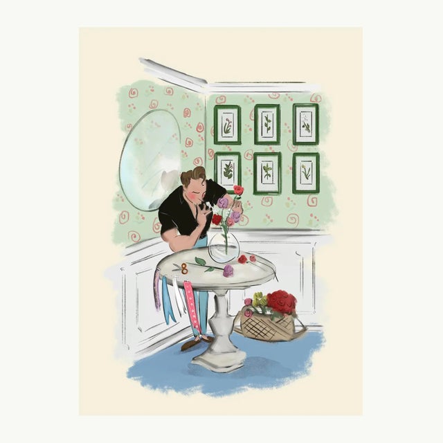 Illustration "The Flower Arranger" Limited Edition Print on Etching Paper by Tug Rice 2020 For Sale - Image 3 of 3