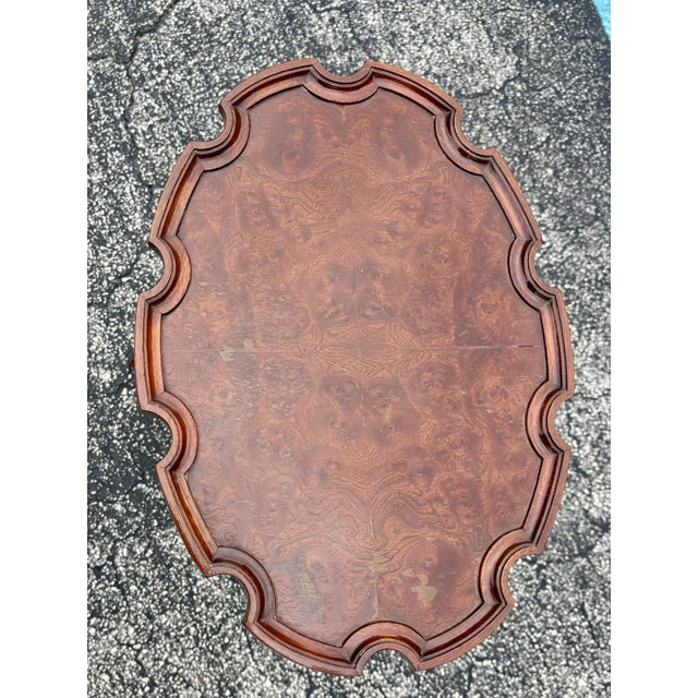 Late 20th Century Baker Furniture Historic Charleston Queen Anne Mahogany and Burl Wood Tea Table For Sale In Miami - Image 6 of 9