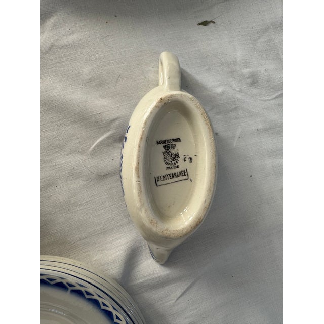 Large Annick Blue and White Dinner Service from Sarreguemines, Set of 5 For Sale - Image 5 of 16