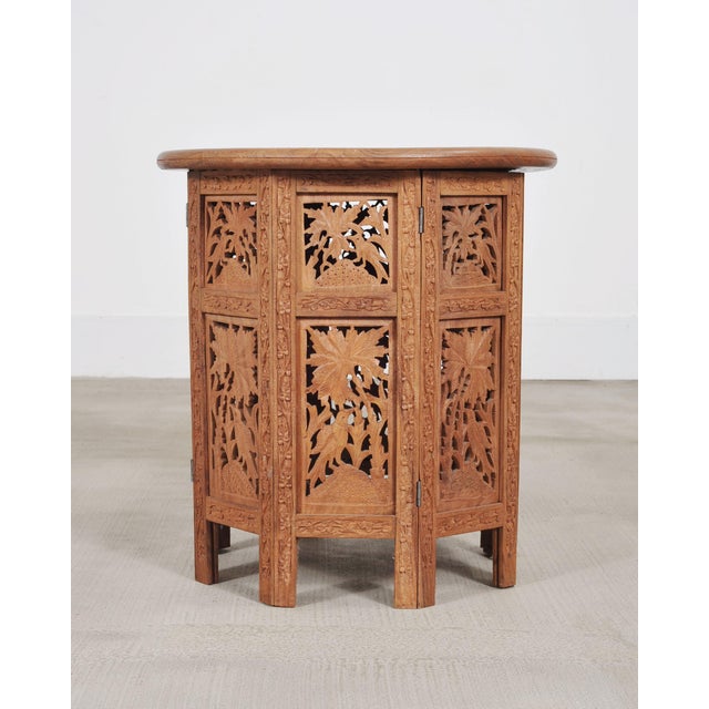 Moorish Style Carved Teak Inlaid Round Tabouret Drink Table For Sale - Image 18 of 18