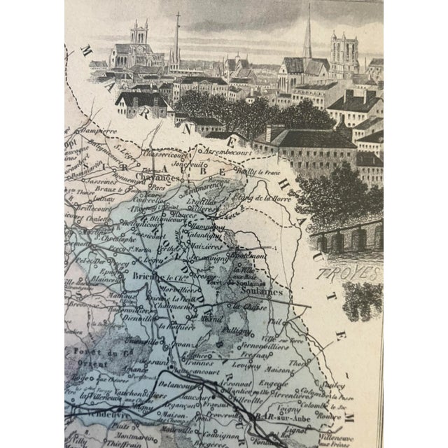 1900s Hand Colored Map of La France Region in France. Framed