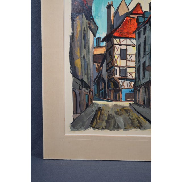 1960s Juilaud (20th-Century French Artist) Mid-Century Street Scene With Half-Timbered House For Sale - Image 9 of 13