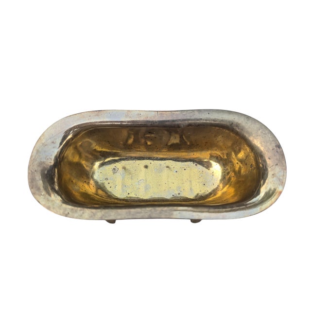 Brass Vintage Brass Clawfoot Bathtub Soap Holder Dish For Sale - Image 8 of 9