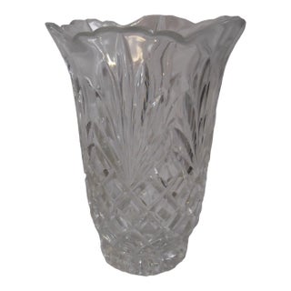 Cut Crystal Vase With Tulip Edging For Sale