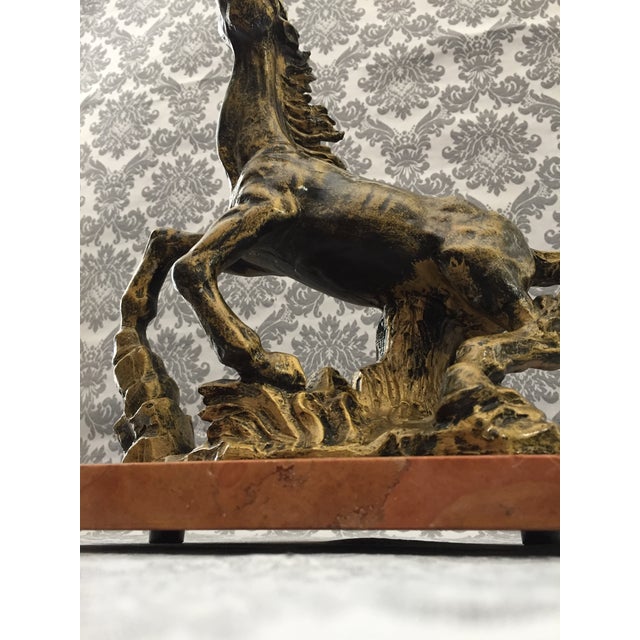 Vintage Horse Animal Sculpture on Oxolyte Marble Base , 1970s For Sale - Image 13 of 14