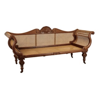 Antique Anglo Indian Caned and Carved Settee For Sale