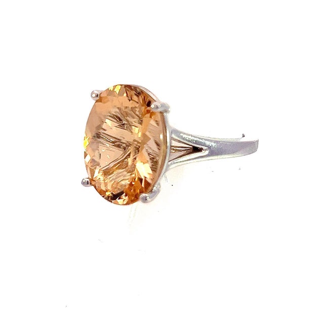 Natural Finely Faceted Quality Citrine Ring Size 6.5 14k W Gold 6.48 Cts Certified $3,950 310628 This is a Unique Custom...