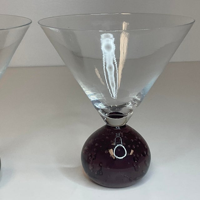 Vintage Hollywood Regency Martini Glasses With Bubble Ball Bases Set