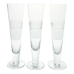 1990s Toscany “Clipper Ship” Set of 3 Pilsner Beer Glasses