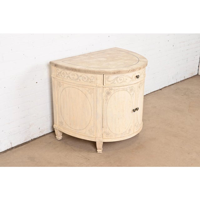 Drexel Heritage Drexel Heritage Italian Neoclassical Demilune Cabinet For Sale - Image 4 of 12