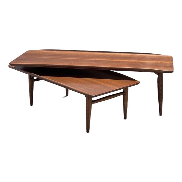 Fully-Refinished Mid Century Bassett Artisan Switchblade Coffee Table For Sale