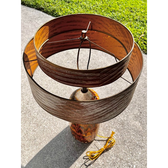Brutalist Fat Lava Lamp + Two-Tiered Striped Shade | C. 1970s For Sale - Image 11 of 12