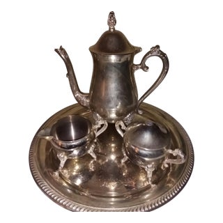 Antique Silverplated Tray Coffee Tea Service - Set of 4 For Sale