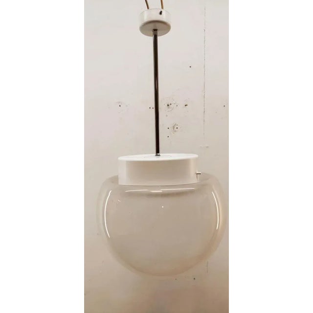 Metal Italian Satin Glass Suspension For Sale - Image 7 of 11