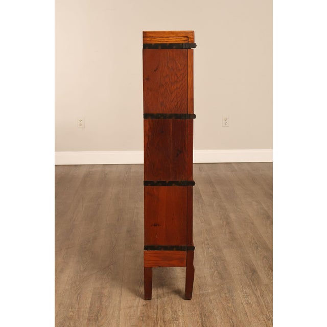 Macey Antique Oak Three Section Barrister Bookcase For Sale - Image 14 of 18