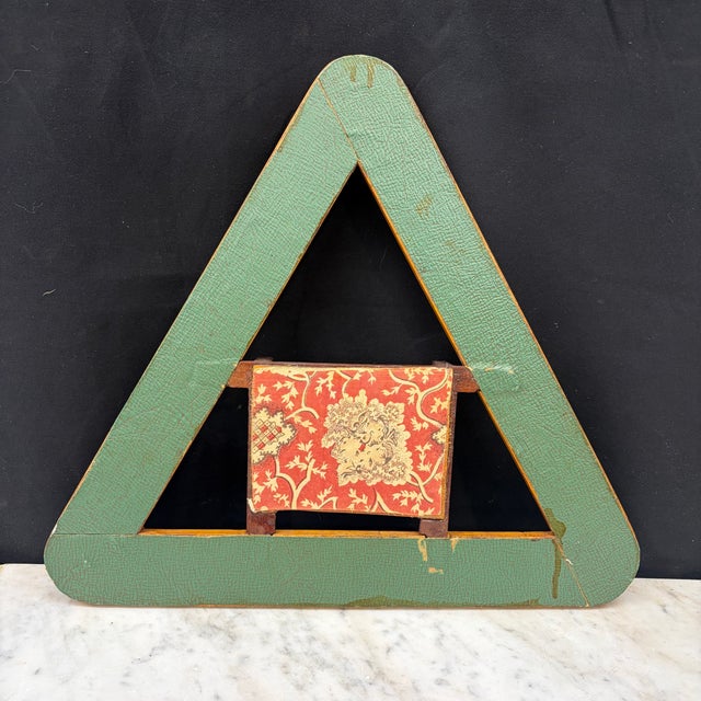 Wood Antique Inlaid Triangular Cribbage Board With Integrated Card Holder For Sale - Image 7 of 7