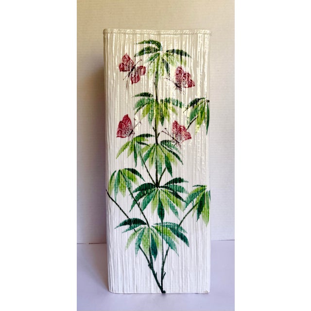 This charming vintage porcelain umbrella stand was made in Italy for the Smithsonian and features a beautifully textured...