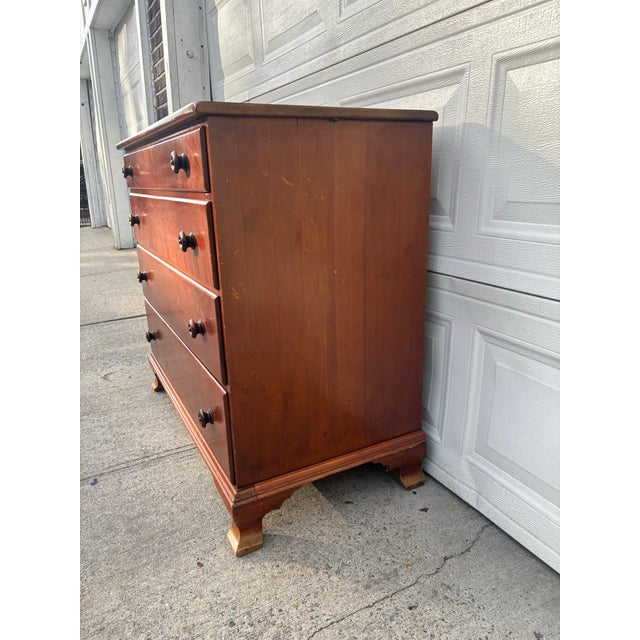 Mid 20th Century Solid Wood Early American Dresser, Vintage 4 Drawer Chest, Maple Wood Bedroom Storage For Sale - Image 5 of 12
