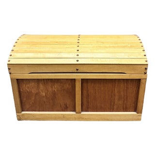 Vintage Teak Dome Top Trunk / Blanket / Toy Chest c.1960 For Sale
