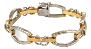Mid 20th Century Open Design 14k Two Tone Gold Link Bracelet
