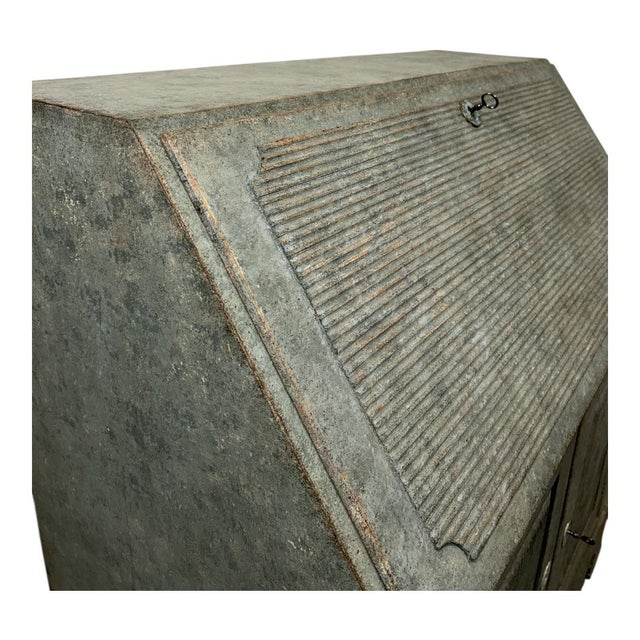 Gray Antique Swedish Secretary in Gray With White Highlights For Sale - Image 8 of 10
