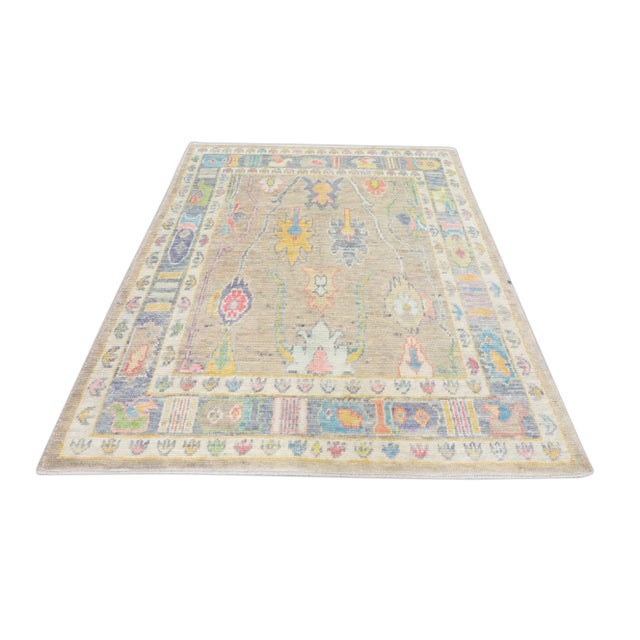 Handwoven 21st Century Oriental Green Mist Turkish Oushak Rug 5'5" X 6'8" For Sale - Image 9 of 9