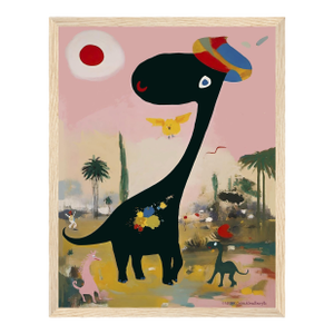 Colorful Playful Dinosaur Framed Art Print for Children by P. L. Bradbury