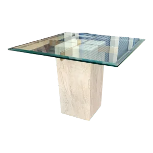 Italian Travertine, Brass and Glass Occasional Side Table Attributed to Artedi