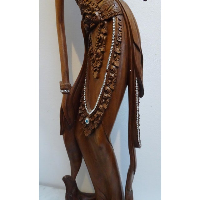 1920s Large Balinese Hand-Carved Coromandel Wooden Sculpture of Dancer, Indonesia, 1920s-1940s For Sale - Image 5 of 18