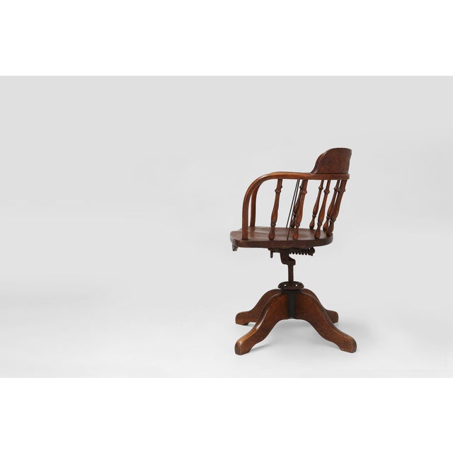 Belgium / 1850 / desk chair / wood and metal / English / antique An English wooden swivel and rocking captains desk chair,...