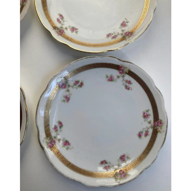 Circa 1900 Set of 4 M. Z. Austria Hand Painted Rose & Gold Key Small Plates For Sale In New York - Image 6 of 13