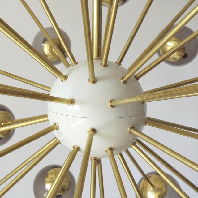 Metal 21st Century Nova Polished Brass Glossy Gray Murano Sputnik Chandelier by Fabio LTD For Sale - Image 7 of 7