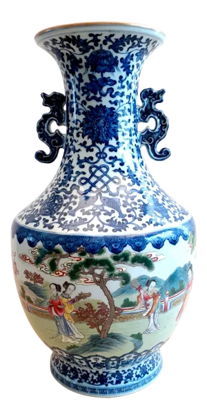 Early 20th Century Chinese Porcelain Garden Story Vase