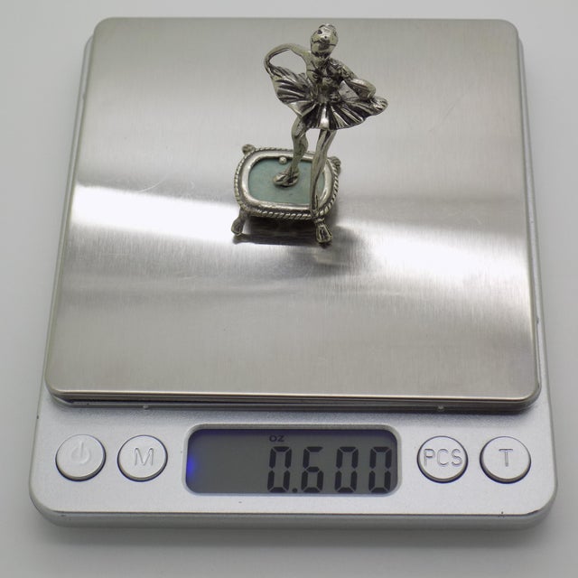 Silver Vintage Italian Handmade Genuine Silver 800 Ballerina Dancer Figurine Miniature For Sale - Image 8 of 9