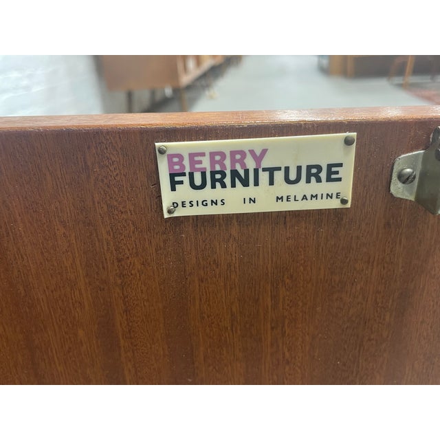 Mid Century Modern Display Cabinet | Walnut & Melamine Bookcase by Berry Furniture, Made in England, C. 1960’s For Sale - Image 15 of 15