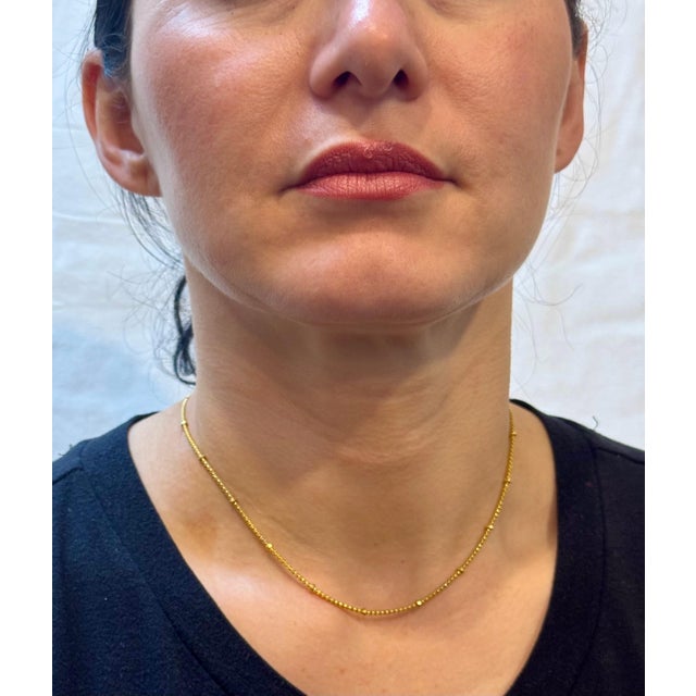 Vintage 18 Karat Yellow Gold 5.4 Gm Ball Station chain Necklace, Italian 15.5" For Sale - Image 13 of 18