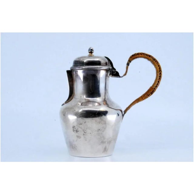 Silver Plain Silver Milk Jug with Straw Handle and Knob on the Hinged Lid For Sale - Image 8 of 10