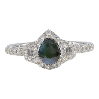 Alexandrite Halo Ring With Earth-Mined Diamonds Accents: Solid 14k Gold, 6x5mm, Size 6.75 For Sale