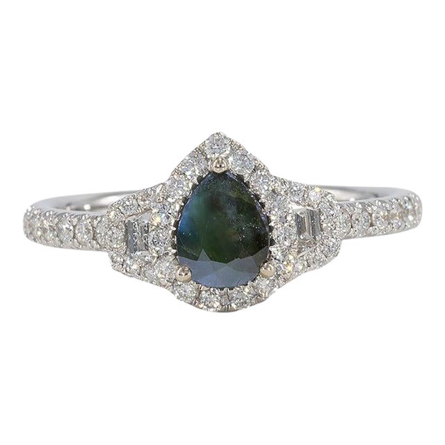 Alexandrite Halo Ring With Earth-Mined Diamonds Accents: Solid 14k Gold, 6x5mm, Size 6.75 For Sale