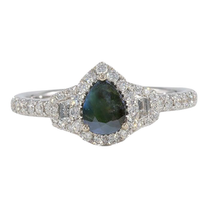 Alexandrite Halo Ring With Earth-Mined Diamonds Accents: Solid 14k Gold, 6x5mm, Size 6.75
