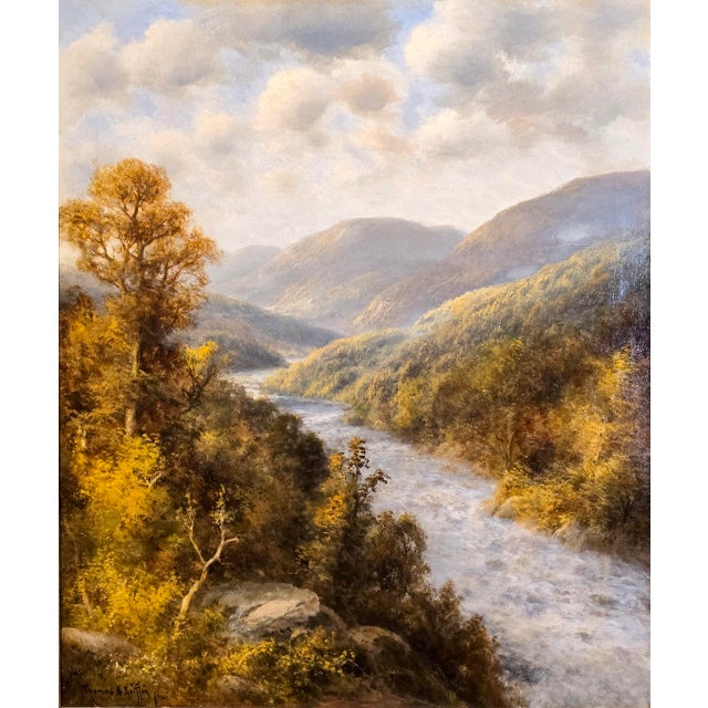 Realism Thomas Bailey Griffin -Landscape W/ River on a Sunny & Cloudy Day -Oil Painting For Sale - Image 3 of 12