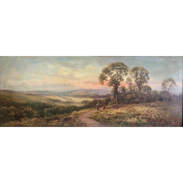 This beautiful panoramic artwork is an early 20th-century British landscape painting done in the tradition of the late...