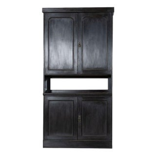 Large English Ebonised Mirrored Mahogany Cabinet, 1880 For Sale